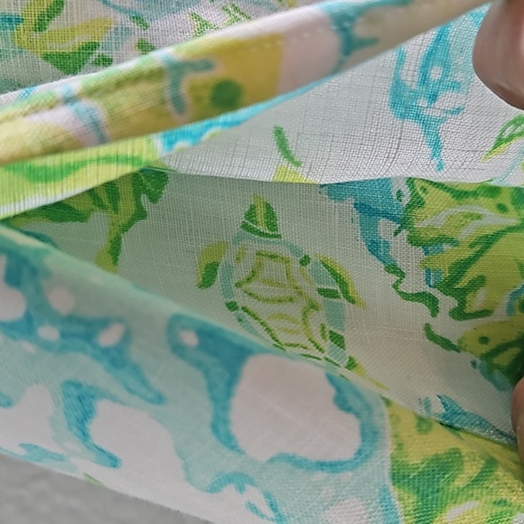 J. Jill | Women's Tropical Linen Lined Slip-On V-Neck Pockets Shift Dress Sz M - Picture 8 of 13